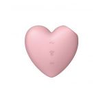 Розовый вибромассажер Cutie Heart с вакуум-волновой стимуляцией