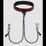 Ошейник с зажимами для сосков Reversible Collar Nipple Clamps