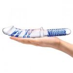 Прозрачно-синий двусторонний стимулятор 11  Realistic Double Ended Dildo - 28 см.