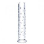 Прозрачный стеклянный фаллос с массажным рельефом 10  Extra Large Glass Dildo - 25,5 см.