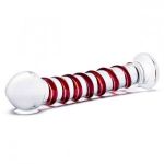 Прозрачный стимулятор с красной спиралью 10  Mr. Swirly Dildo - 25,4 см.
