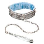 Серебристый ошейник из искусственной кожи
