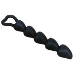 Чёрная анальная цепочка с звеньями-сердечками Black Velvet - 18,5 см.