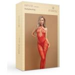 Красный боди-комбинезон с вырезом на груди