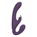 Фиолетовый безремневой вибрострапон Suki со стимулятором клитора - 22 см.