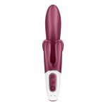 Бордовый вибратор-кролик Touch me - 21,2 см.