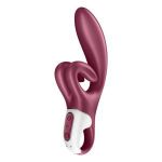 Бордовый вибратор-кролик Touch me - 21,2 см.