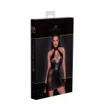 Короткое платье из кружева со вставками из wet-look материала Short tulle dress Powerwetlook inserts and corset binding