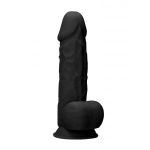 Черный фаллоимитатор Realistic Cock With Scrotum - 21,5 см.