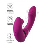 Фиолетовый поворотный вибратор c вакуумной стимуляцией Spinser - 23 см.