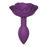 Фиолетовая анальная пробка с ограничителем-розой Open Rose Size S Butt Plug