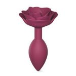 Сливовая анальная пробка с ограничителем-розой Open Rose Size M Butt Plug