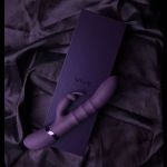 Фиолетовый вибромассажер-кролик с 3 стимулирующими кольцами Sora - 24,2 см.