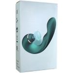 Зеленый вибратор с вакуумной стимуляцией Triple Ecstasy - 17,5 см.