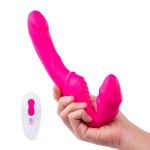 Розовый безремневой страпон на радиоуправлении Strapless Together - 22 см.
