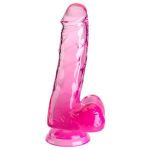 Розовый фаллоимитатор с мошонкой на присоске 6’’ Cock with Balls - 17,8 см.