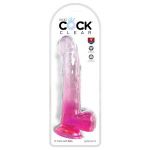 Розовый фаллоимитатор с мошонкой на присоске 9’’ Cock with Balls - 24,8 см.