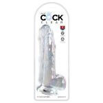 Прозрачный фаллоимитатор с мошонкой на присоске 9’’ Cock with Balls - 24,8 см.