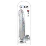 Прозрачный фаллоимитатор с мошонкой на присоске 11’’ Cock with Balls - 30,5 см.