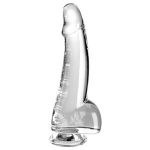 Прозрачный фаллоимитатор с мошонкой на присоске 7,5’’ Cock with Balls - 19 см.