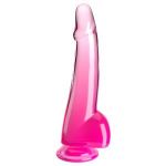 Розовый фаллоимитатор с мошонкой на присоске 10’’ Cock with Balls - 27,9 см.