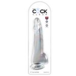 Прозрачный фаллоимитатор с мошонкой на присоске 10’’ Cock with Balls - 27,9 см.