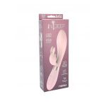 Нежно-розовый вибратор-кролик с независимыми моторчиками Indeep Theona - 21,5 см.
