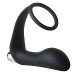 Черное эрекционное кольцо с вибропробкой Vibrating Anal Plug With Cockring