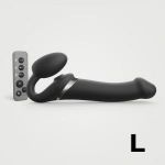 Черный безремневой страпон Multi Orgasm Size L с клиторальной стимуляцией