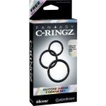 Набор из трех черных эрекционных колец Silicone 3-Ring Stamina Set