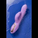 Фиолетовый вибратор-кролик с вращающимся клиторальным стимулятором Jammy - 22,5 см.