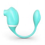 Мятный вакуумный вибростимулятор Tadpole Vibrating Dual Stimulation с виброхвостиком