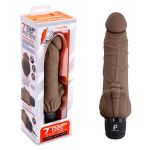 Коричневый вибратор с клиторальным выступом 7  Realistic Vibrator - 21,5 см.
