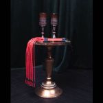 Красно-черный флоггер Scandal из натуральной кожи с бусинами на концах - 80 см.