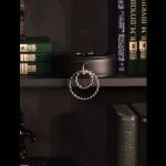 Черный ошейник Scandal из натуральной кожи с витыми стальными кольцами