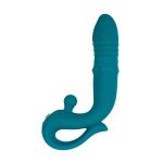 Зеленый вибратор с функцией Up&Down и стимулирующим кольцом Mija - 19 см.