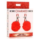 Красные зажимы на соски с помпонами Pom Pom