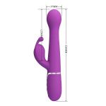 Фиолетовый вибратор-кролик с ротацией бусин Dejon - 22,6 см.