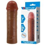 Коричневая насадка-удлинитель на пенис Nile - 16,5 см.