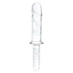 Стеклянный фаллоимитатор с рукоятью 11’’ Girthy Cock Double Ended With Handle - 28 см.