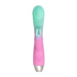 Мятно-розовый вибратор для точки G с клиторальным отростком Orchid - 21 см.
