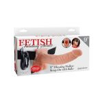 Телесный полый страпон с вибрацией Vibrating Hollow Strap-On with Balls - 24 см.