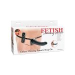 Черный страпон с вагинальной пробкой Deluxe Vibrating Penetrix Strap-On - 19 см.