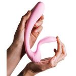 Розовый вибромассажёр G-wave с гибким клиторальным отростком - 18 см.