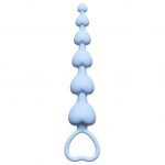Голубая анальная цепочка Heart s Beads Blue - 18 см.