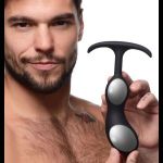 Черный массажер простаты с утяжелителями Premium Silicone Weighted Prostate Plug Large - 18,8 см.