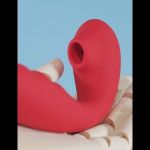 Красный вибратор с вакуумной стимуляцией и нагревом Tara