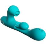 Зеленый инновационный вибратор-кролик Sensa Sway с технологией массажа на 360 градусов - 25 см.