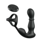 Черный вибростимулятор простаты с кольцом Ass-gasm Slide & Glide