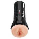 Телесный мастурбатор-вагина в черной колбе Super Luscious Lips XXL